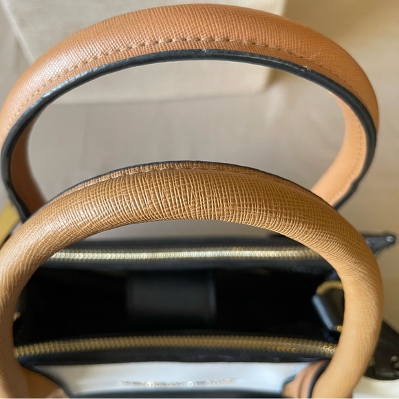 Christian Siriano Black and White Satchel with Tan Handles - Picture 7 of 13